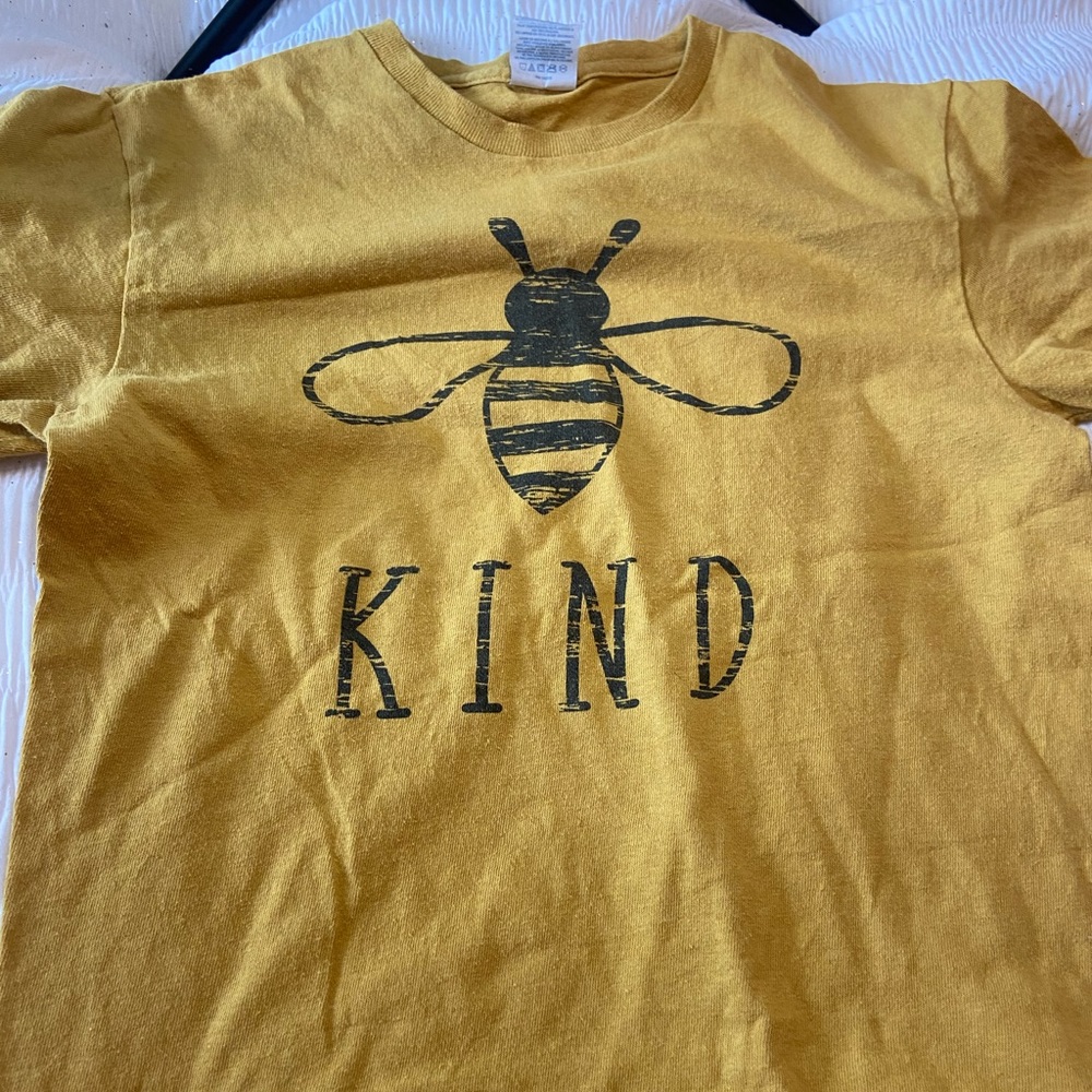 Yellow bee kind shirt, size small